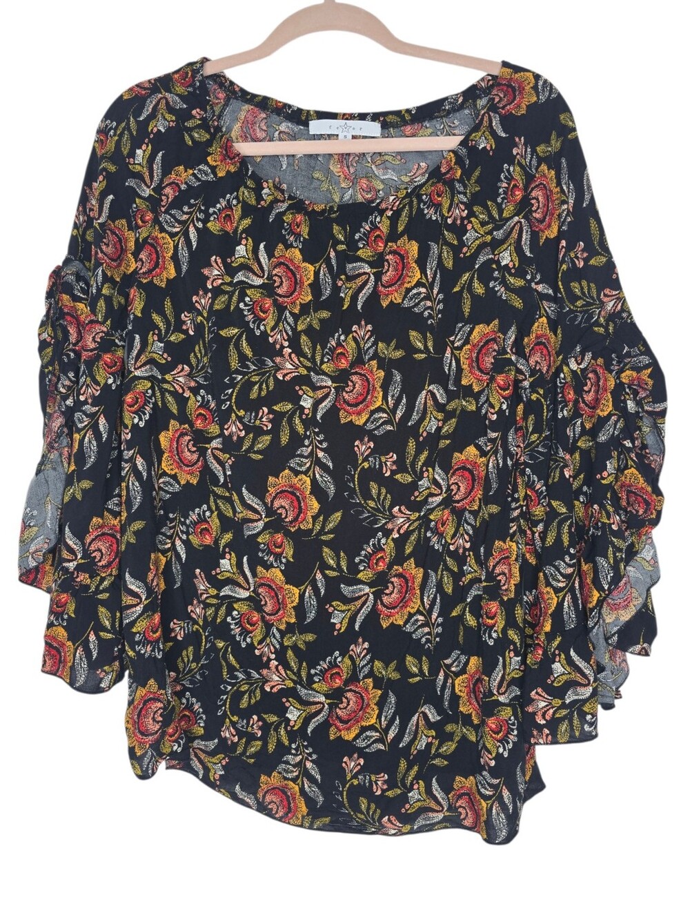 Fever Bohemian Floral Bell Sleeve Blouse